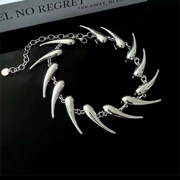 Stainless Steel Spiked Silver Choker Necklace Punk Retro - Picture 5 of 6